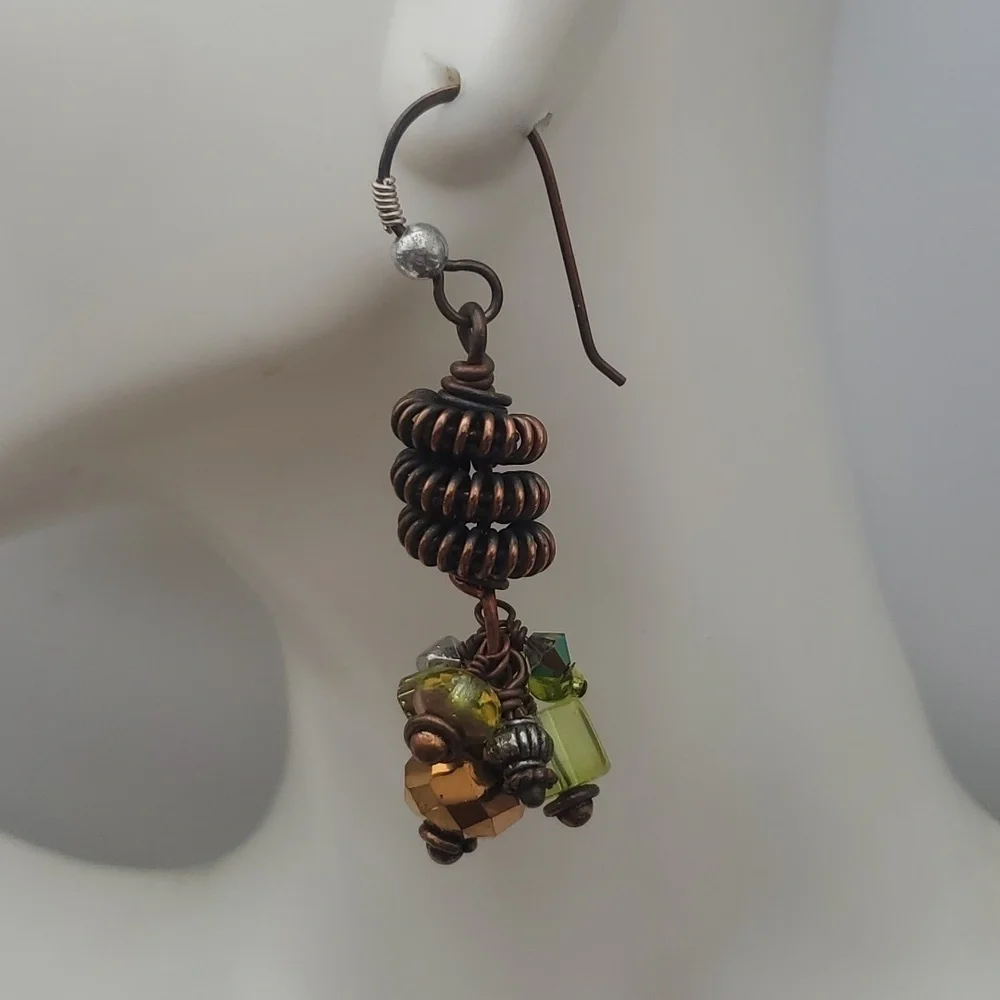 Fairy core green lands acorn drop peridot crystal earrings‎ E740